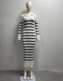 Long Sleeve V Neck Sweater Maxi Dress GFQS-ND7110
