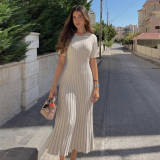 Short Sleeve O Neck Knits Maxi Dress GFQS-2008