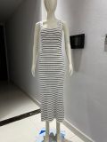 Stripe Print Knits Sleeveless Maxi Dress GFQS-1378