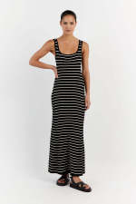 Stripe Print Knits Sleeveless Maxi Dress GFQS-1378