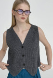 Knit V-neck Sleeveless Short Vest GFQS-2004
