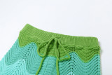 Fashion Single-breasted T-shirt Knit Shorts Set XEF-40057