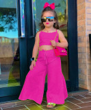 Kids Girl's Sleeveless Vest And Wide Leg Pants 2 Piece Set GYAY-M8024 