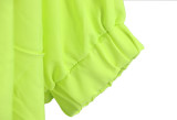 Plus Size One Shoulder Long Sleeve Loose Solid Color Bubble Dress HNIF-PP026