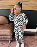 Kids Girl's Casual Zebra Print Long Sleeve Loose Suit GYAY-M8008 