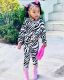 Kids Girl's Casual Zebra Print Long Sleeve Loose Suit GYAY-M8008 