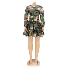 Long Sleeve Camouflage Printed Dress HNIF-TTDD009