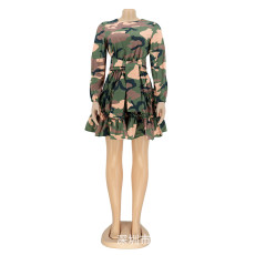 Long Sleeve Camouflage Printed Dress HNIF-TTDD009