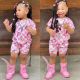 Kids Girl's Butterfly Print Short Sleeve Shorts Casual Suit GYAY-M8047 