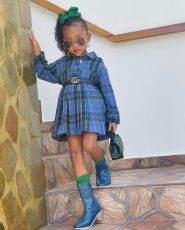 Kids Girl's Fashion Long Sleeve Stripe Pleated Shirt Dress GYAY-M8087 