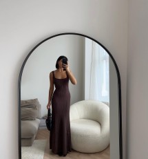 Sexy Sleeveless Knits Solid Color Maxi Dress GFQS-6017