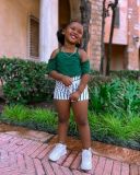 Kids Girl's Short Sleeve T Shirt And Stripe Shorts 2 Piece Set GYAY-M8090 