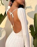 Long Sleeve Backless Knits Maxi Dress GFQS-DCL333