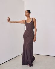 Sexy Sleeveless Knits Solid Color Maxi Dress GFQS-6017