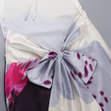 Sexy Backless Print Split Maxi Dress FL-YJ24071