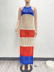 Sexy See-through Knit Mesh Split Maxi Dress NYF-8166
