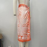 Printed Irregular Half-body Long Skirt OLYF-6148