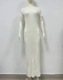 See Through Short Sleeve Slim Knits Maxi Dress GFQS-DCL062