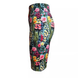 Floral Faux Embossed Print Half Body Skirt HHF-240408