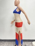 Sexy See-through Knit Mesh Split Maxi Dress NYF-8166