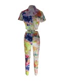 Fashion Print Short Sleeve Shirt Pants Two Piece Set MOF-616