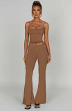 Sexy Solid Color Sling Vest Two Piece Pants Set YD-8805