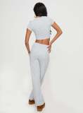 Solid Color Short Sleeve Pants Two Piece Set YD-8806