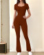 Short Sleeve Solid Color Jumpsuit ME-8494