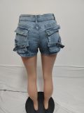 Fashion Tight Pocket Denim Shorts QXTF-8304