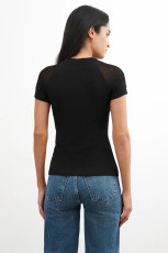 Mesh Patchwork Short Sleeve Slim T Shirts MZ-2846