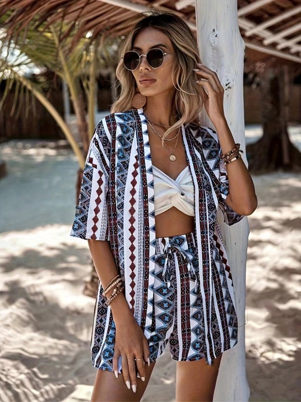 Beach Vacation Casual Printed 2 Piece Shorts Set JRF-3759