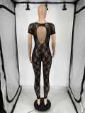Lace See Through Backless Nightclub Jumpsuit QXLB-10075