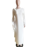 Solid Color Long Sleeve Maxi Dress LS-0405