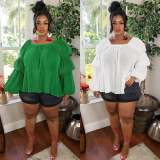 Plus Size O Neck Bubble Sleeve Tops WY-7098