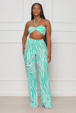 Sexy Print Tube Tops And Straight Pants Two Piece Set ANDF-AD1533