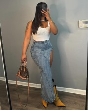 Sexy High Split Denim Skirt GDYF-6688