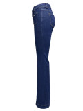 Buttoned High-waisted Flared Jeans XCFF-2059
