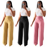 High Waist Solid Color Straight Pant QODY-6012