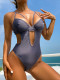 Solid Color Hollow Out One Piece Swimsuit CASF-6646