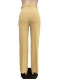 High Waist Solid Color Straight Pant QODY-6012