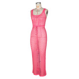 Lace-up Mesh Knit Beach Maxi Dress ZSD-0311
