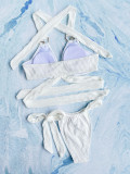 White Backless Tie Up Bikinis 2 Piece Swimsuit CASF-6621