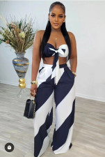 Sexy Print Wrap Chest And Pants Loose 2 Piece Set GDIM-2407