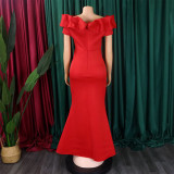 Solid Color One Neck Fishtail Dress GCZF-8519