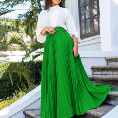 Press Pleated Big Swing Half-body Skirt GCZF-8499P