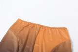 Fashion PU Small Vest Clashing Color Skirt Set XEF-43228