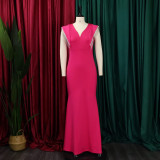 Summer V-Neck Tassel Sleeveless Evening Dress GCZF-8500