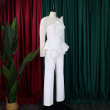 Fashion Patchwork Mesh Studded Jumpsuit GCZF-C1-D439