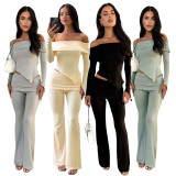 Sexy Off Shoulder Long Sleeve Two Piece Pants Set SSNF-211407