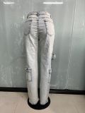 Fashion Zipper Wash Casual Jeans LX-1381